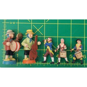Vintage Wood Musicians Music Band Figurines & Blue Coat Soldiers Civil War Lot